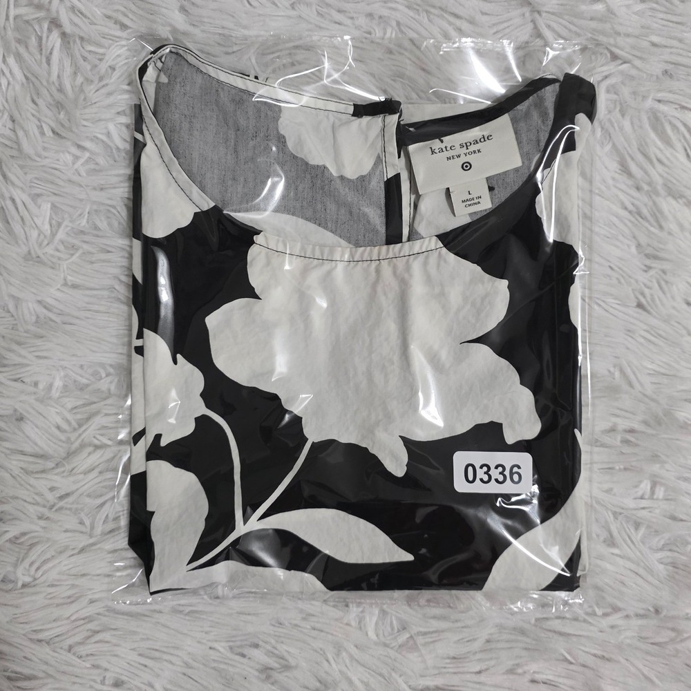 Kate Spade New York for Target Floral Sleeveless Crop Top Black White Large L - Picture 6 of 6